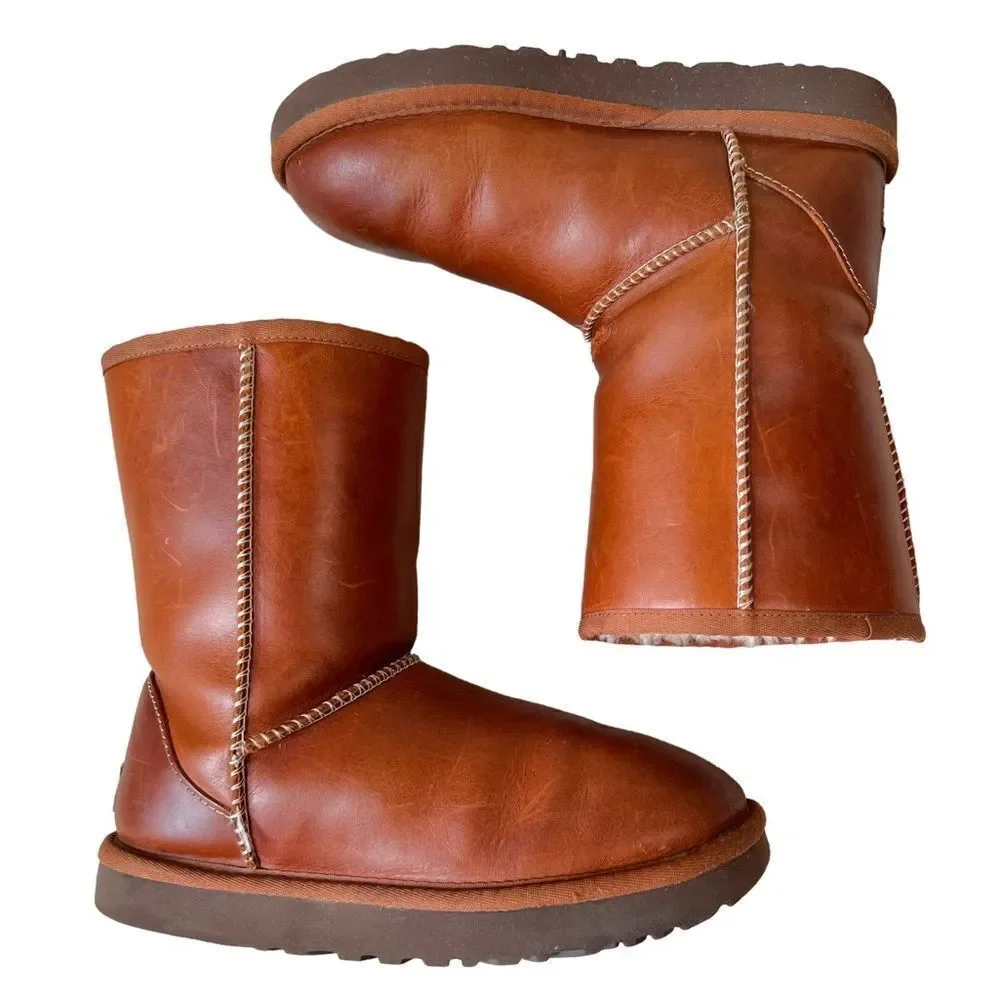 UGG Classic Short II Water-resistant Warm Chestnut Leather Boot